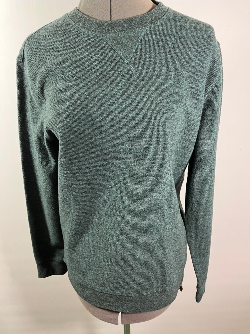 Men's Crewneck Sweater in Heathered Teal Green Size M